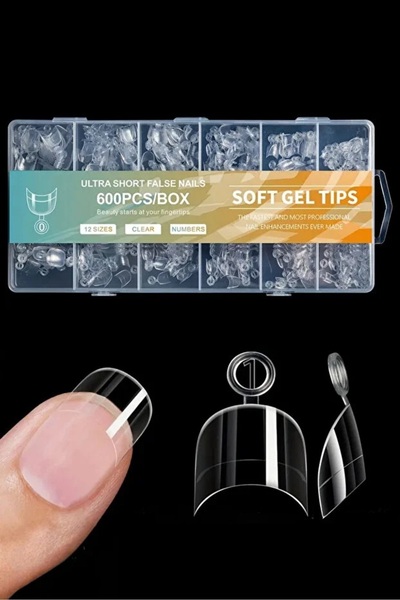 ERHCE Soft Jel Kısa Tips 600'lü 12 Boy Ultra Short Oval French Uyumlu