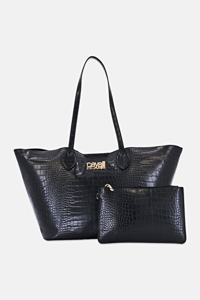 Cavalli Class Women Brand Logo Tote Bag, Black