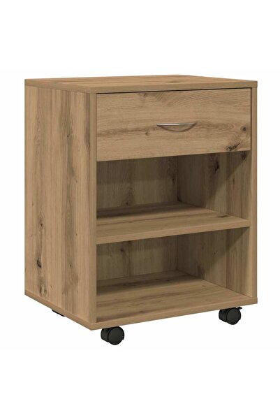 vidaxl Cabinet with wheels, handcrafted oak, 46x36x59 cm, processed wood