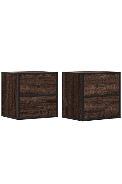 vidaxl Noptiere de perete, 2 buc., stejar maro, 40x31x39,5 cm
