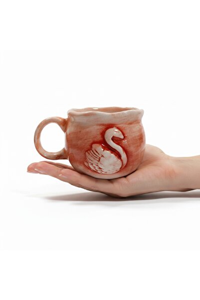 Salizera Embossed Swan Model Handmade 300 ml Ceramic Mug-Gift Mug Cup