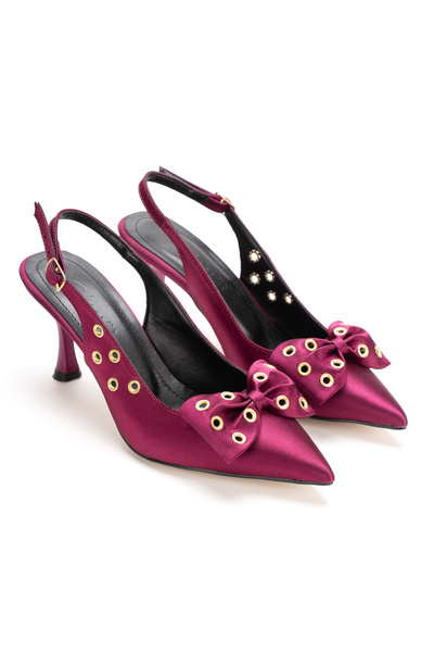 nhtshoes Women's Satin Bow Design Evening Dress Heeled Shoes