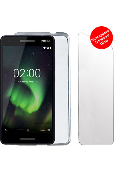 Other Volte-Tel Πίσω Κάλυμμα Σιλικόνης 0.3mm Σετ με Γυαλί Λευκό (Nokia 2.1) Κ...