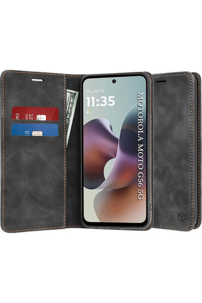 Techsuit Confy Θήκη Motorola Moto Book Σιλικόνης / Συνθετικού Δέρματος Μαύρο ...