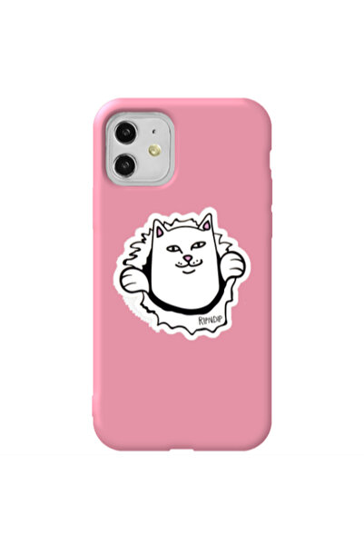 Other Apple iPhone 11 White cat Pink Colored Silicone TPU Θήκη