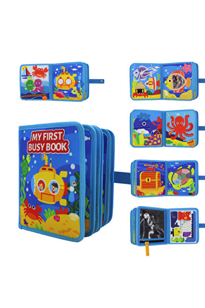 OEM Carte senzorială Montessori din pâslă, model albastru, tematică marină, p...