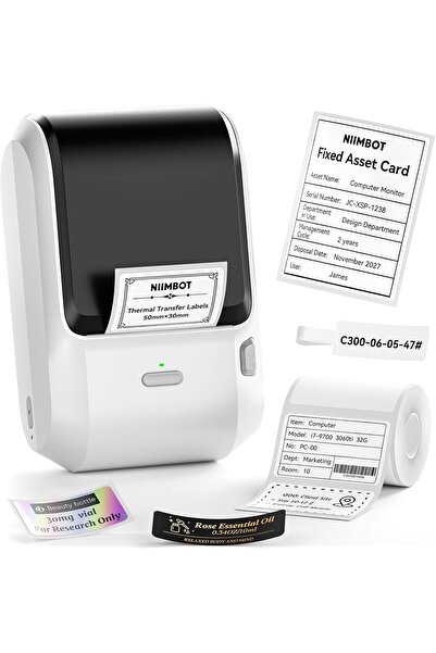 NiiMbot M3 Etiket Yazıcı, Beyaz, 300dpi, 20-78mm Termal Transfer Destekli Ren...