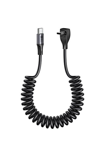 SUNGUY Cablu USB C spiralat cu unghi drept, cablu USB C cu încărcare rapidă d...