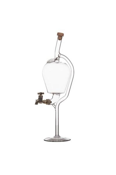 Btc Glass Design Decantor dozator din sticlă în formă de măr, cu robinet și o...