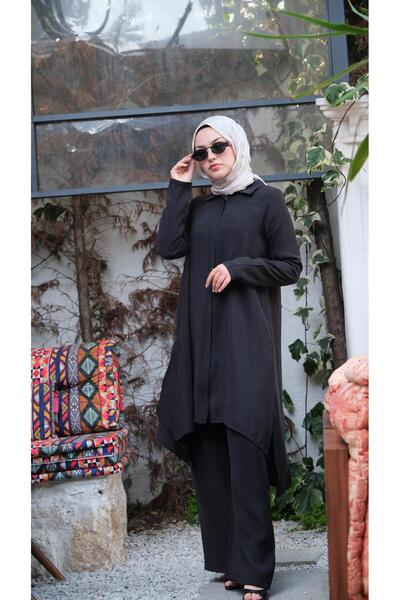EBRU ALTAŞ Qupra Giy Çık Kap&Pantolon Takım Mina Siyah
