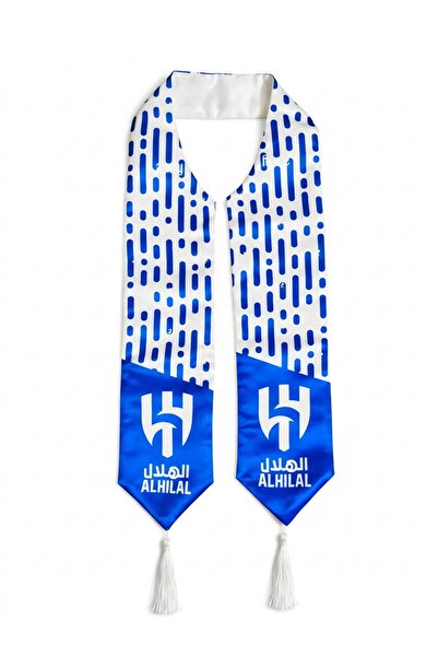 Generic وشاح مشجعي نادي الهلال الأنيق الفاخر من الساتان باللونين الأبيض والأز...