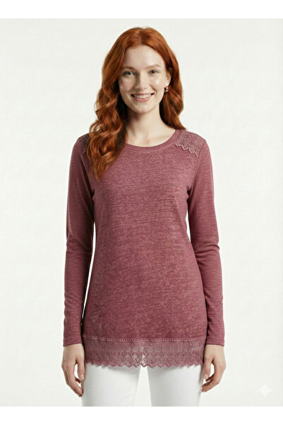 Neden Tekstil Women's Long Sleeve Blouse with Lace Detail