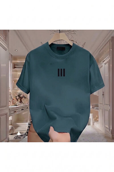 Tonton 3 Çizgi Baskılı NEFTI YESIL Erkek Tshirt