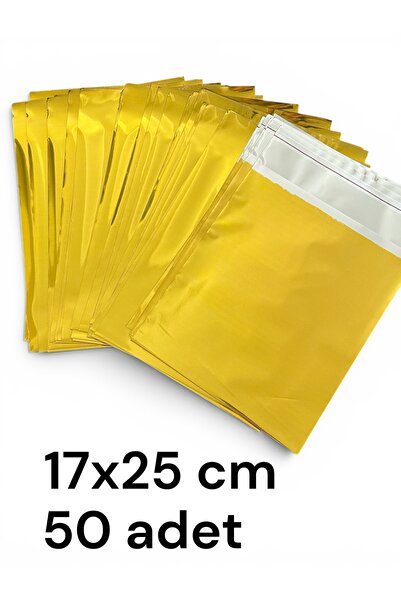 Poros Store Lux Hediye Paketi 50 adet 17x25 Gold Hazır Yapışkanlı Hediye Poşe...