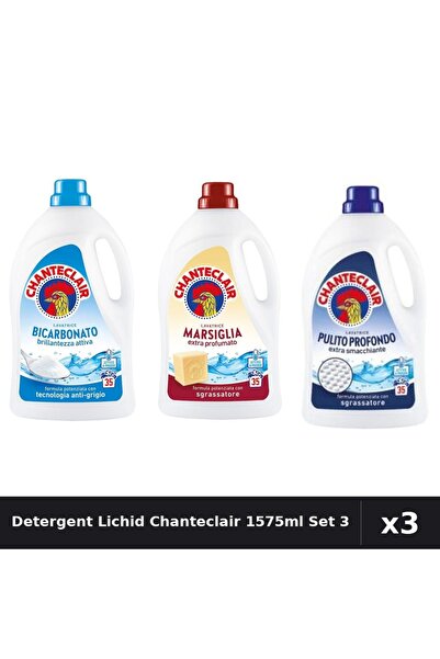 Chanteclair Set 3 Detergent Lichid Rufe 1575ml 35 Spalari - Bicarbonat, Marsi...