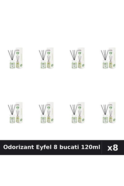 Eyfel Set 8 Odorizant Camera cu Betisoare - Iasomie, Parfum Intens 120ml
