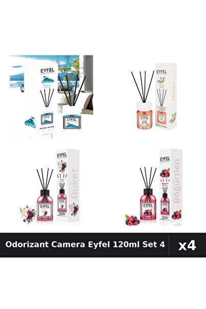 Eyfel Set 4 Odorizant Camera cu Betisoare - Ocean, Acacia, Bouquet, Fructe Pa...