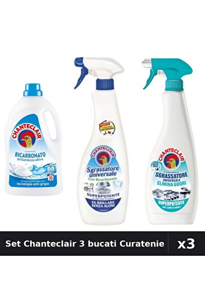 Chanteclair Set 3 Curatenie - Detergent 1575ml + 2 Degresant 600ml Bicarbonat
