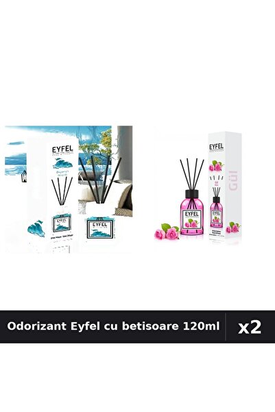 Eyfel Set 2 Odorizant Camera cu Betisoare - Ocean, Trandafir 120ml