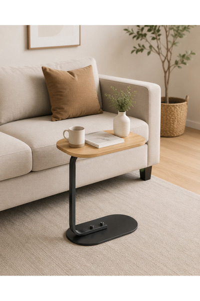 TrentonGCC Modern C-Shaped Side Table For Portable Snack Table for Sofa, Bed ...
