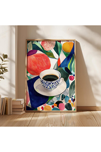 Tuba Decor Cana de cafea colorată cu cadru din lemn dintr-o singură bucată