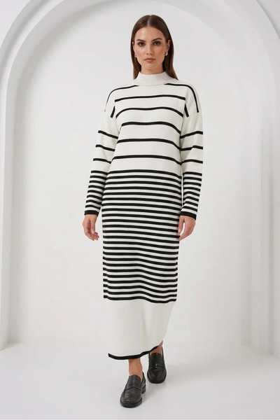 Generic Brand Women's Striped Knitwear B.White Dress
