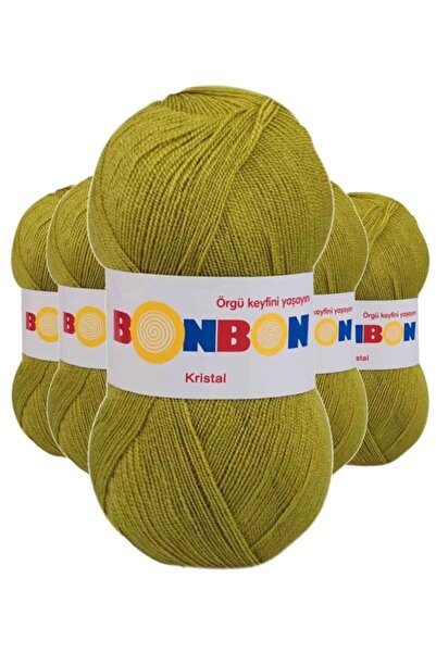 atastore2017 5 Pieces of Crystal Hand Knitted Yarn Grass Green 98229 - Bonbon...