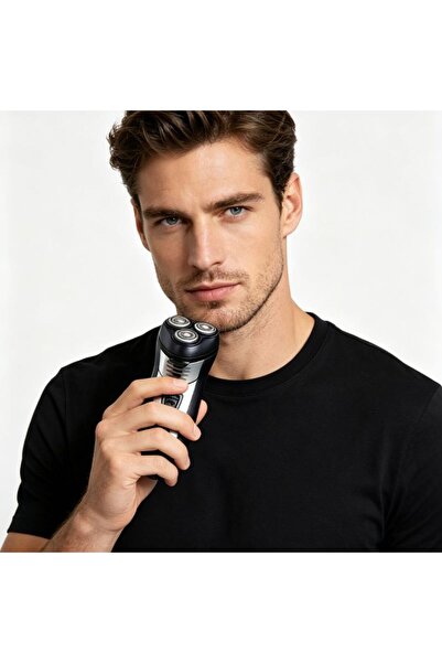 idei 3-Head Electric Shaver, Rechargeable, Black and Silver, for Men