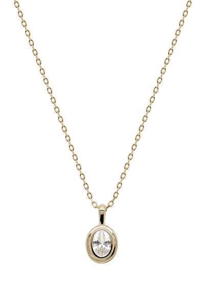 Lisa&Co. Silver Oval Crystal Drop Chain