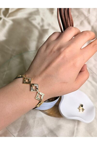 ANKA JEWELLRY Gold Color Stainless Steel Zircon Stone Geometric Square Women'...
