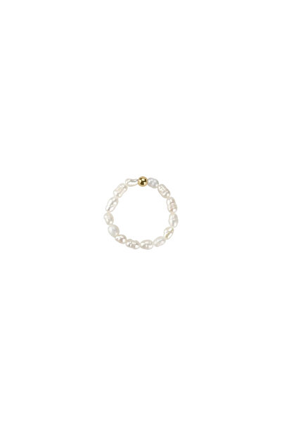 Lisa&Co. Silver Ring Wired Beads 58 mm / Rhodium plated silver / Freshwater p...