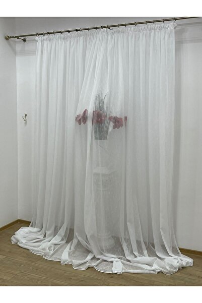 Liz Line Mechanically embroidered curtain, white color, 350x245cm, from the S...
