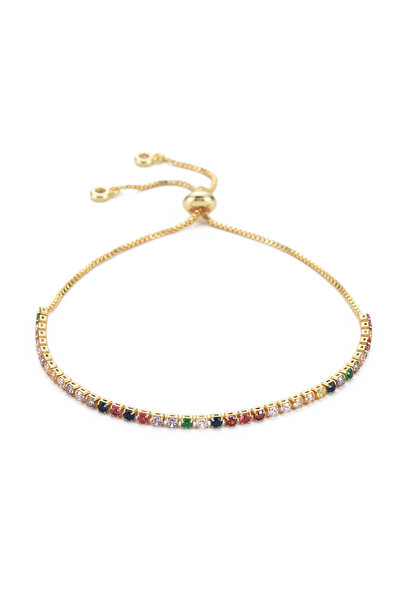 OEM Brățară tennis cu zirconii colorate, placată cu aur 18K