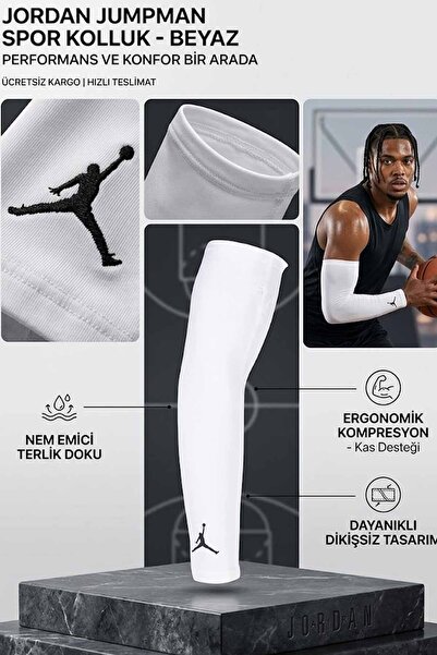 Nike Jordan Jumpman Siyah/Beyaz Sporcu Kolluğu - Basketbol, Voleybol, Fitness...