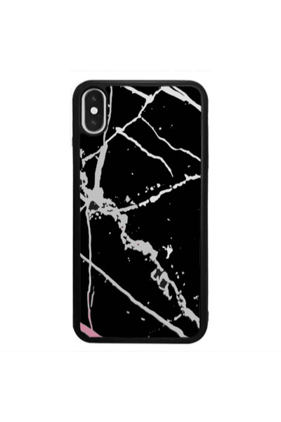 Other Apple iPhone Xs Marble Cream Cracks Black Glossy Θήκη