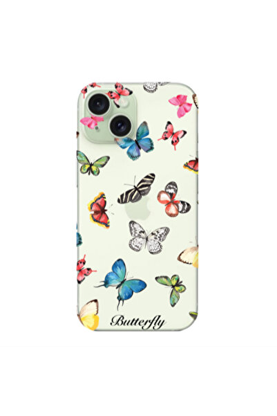 Other Apple iPhone 15 Plus Butterfly Mix Transparent Silicone TPU Θήκη