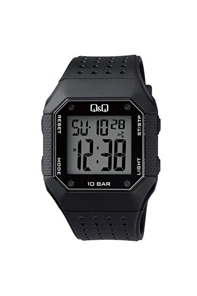 Q&Q Ρολόι με Χρονόμετρο Ψηφιακό Black Rubber M158