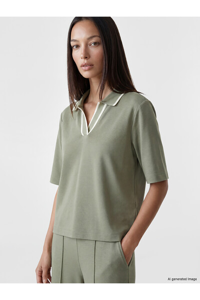LC Waikiki Nevavm Polo Collar Soft Touch Women's T-Shirt with Difference