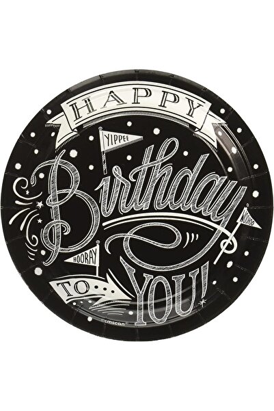 AMSCAN Horai 7-inch Birthday Paper Plates, 18 Pieces, by Amscan, Plastic, Black