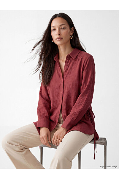 LC Waikiki Yk Plus Farkiyla Textured Women's Shirt Tunic with Tie Detail