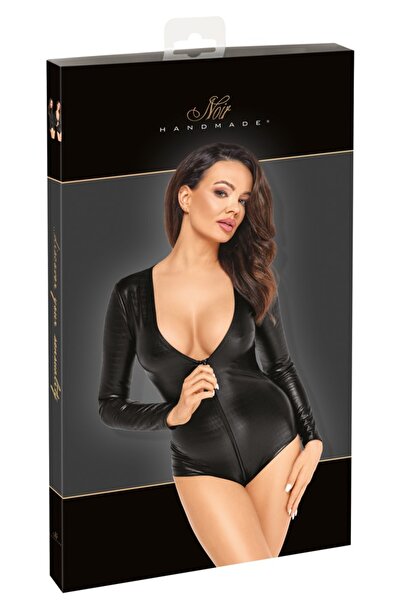 Noir Catsuit – Salopetă mulată cu mânecă lungă L Negru, L – Mâneci lungi
