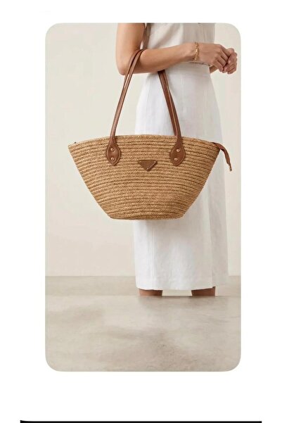 Mervişim Aksesuar Women's Straw Shoulder Beach Bag