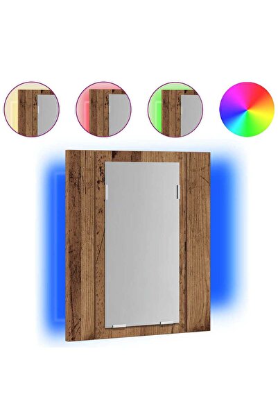 vidaxl Bathroom LED mirror cabinet, old wood, 40x12x45 cm, wood