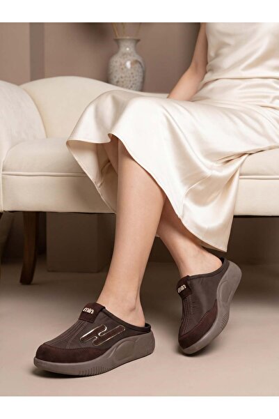 Nesil Shoes Conf 222 Brown Anatomical Women's Sabo Slippers
