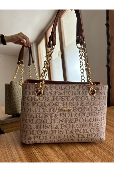Just Polo Patterned Medium Size Women's Hand and Shoulder Bag