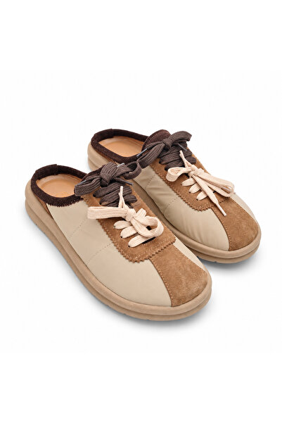 a ayak&kabım official Kadın Sneaker Terlik Hakiki Deri Kalın Taban Rahat Günl...