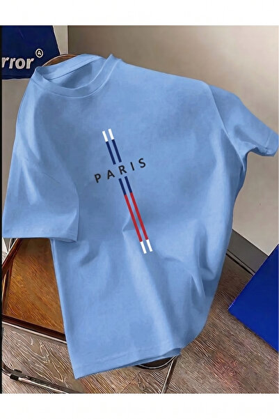 shidumanlar BEBE BLUE Unisex Oversize Μπλουζάκι από χτενισμένο βαμβάκι με Παρ...