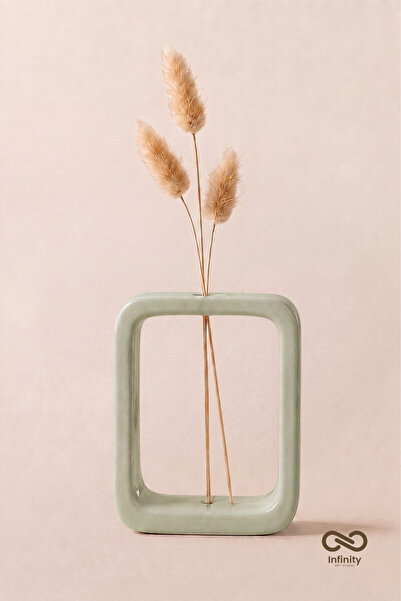 Infinity Art Studio Mineral Beton Çerçeve Formlu Dekoratif Vazo Minimalist Ev...