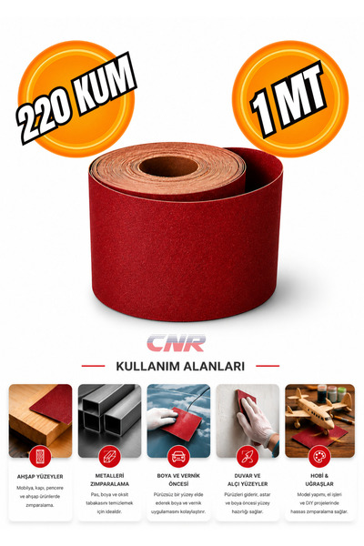 CNR 220 Kum Rulo Zımpara - 1 Metre | Ahşap ve Metal Yüzeyler İçin Aşındırıcı ...