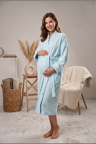 Miss Dünya Lissa 100% Cotton Terry Fabric Belted Maternity and Postpartum Dress